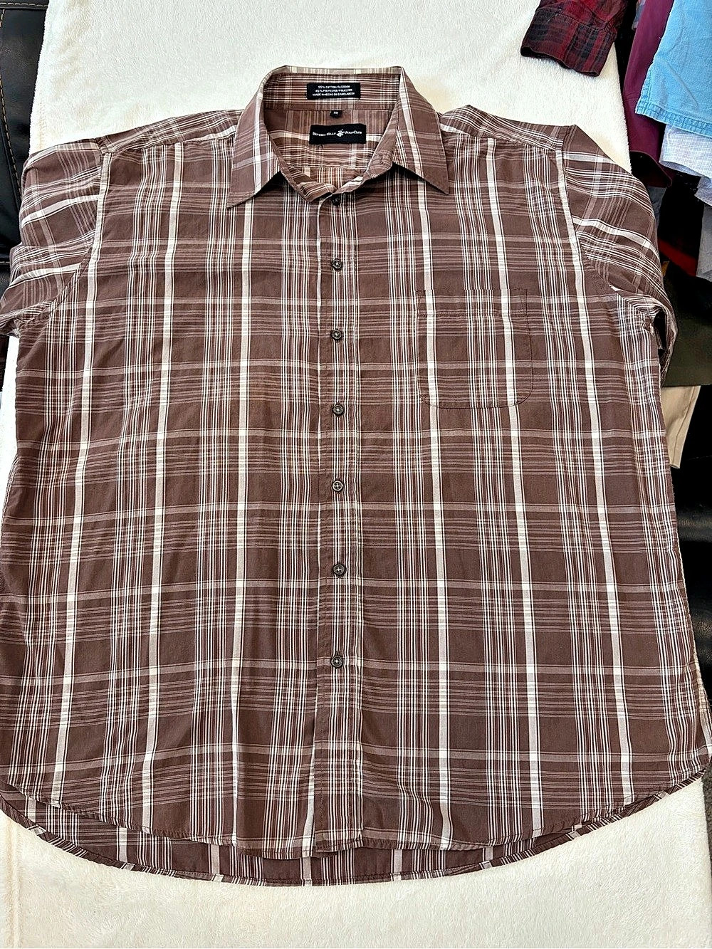 Beverly Hills Polo Club Men's Plaid Shirt Brown Size 3X